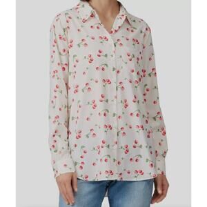 Caara Women Daphne Top XL White Button Down Long Sleeve Coquette Cottagecore